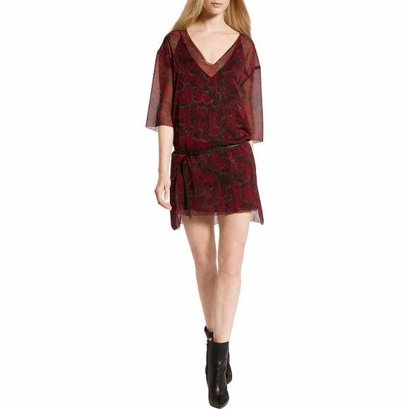 HALSTON HERITAGE Chiffon Printed Casual Dress